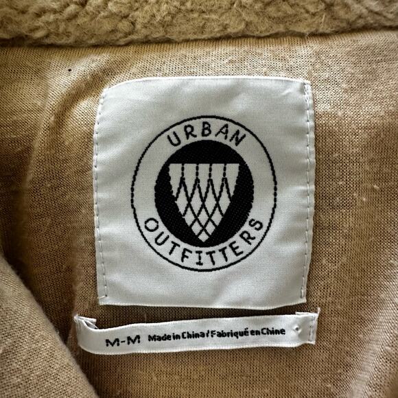 URBAN OUTFITTERS Womens Jacket Cropped Teddy Tan Sherpa Fuzzy Deep Pile MEDIUM - Picture 10 of 15